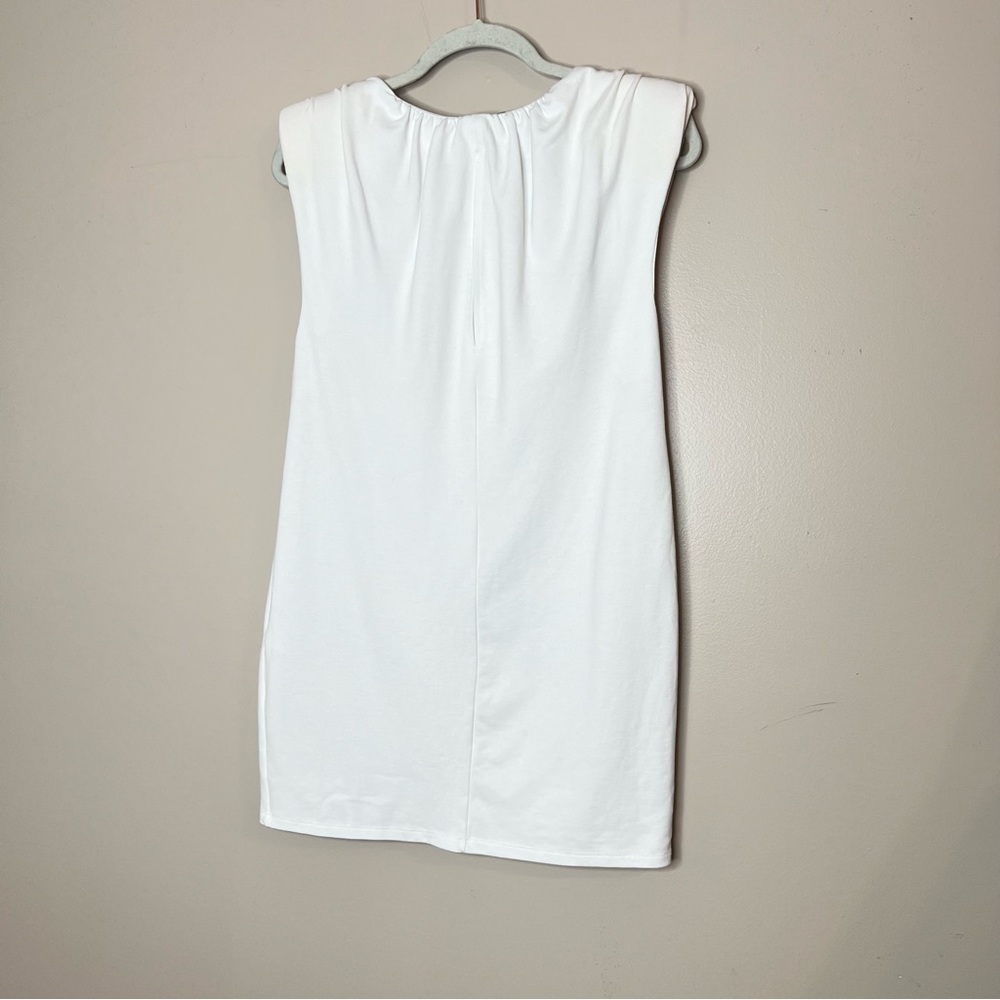Zara White Sleeveless Puff Pleated Shoulder Mini Shift Dress Blogger Favorite S - Picture 8 of 13